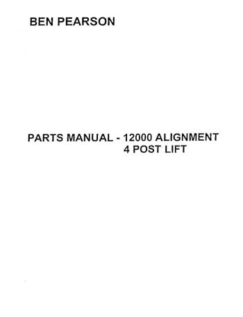 Ben Pearson 12000 Alignment Lift Parts