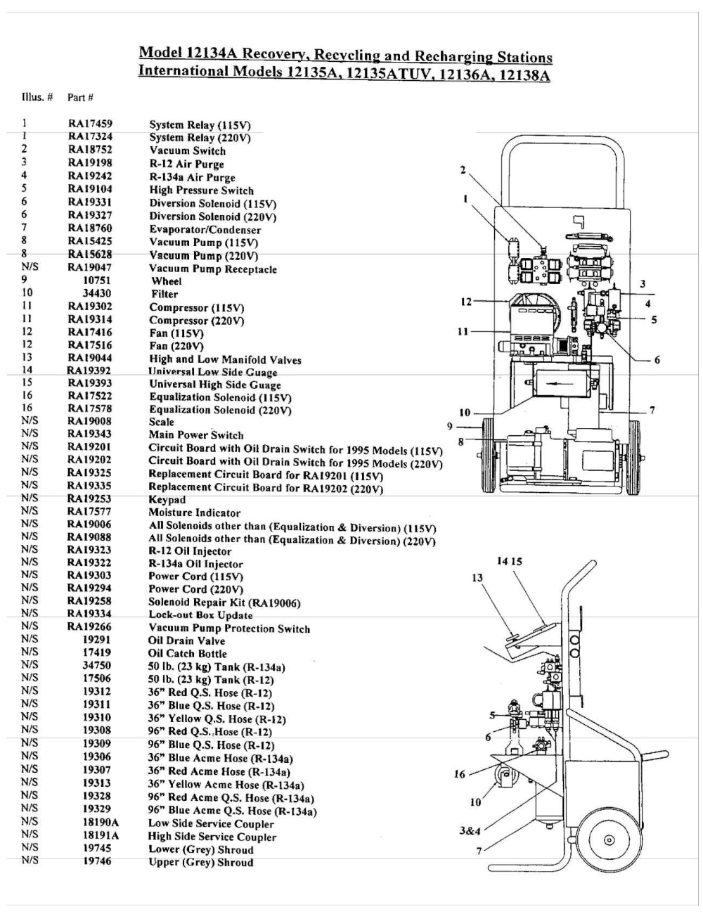 Robinair 12134A Parts