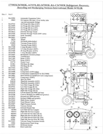 Robinair 177002K Parts