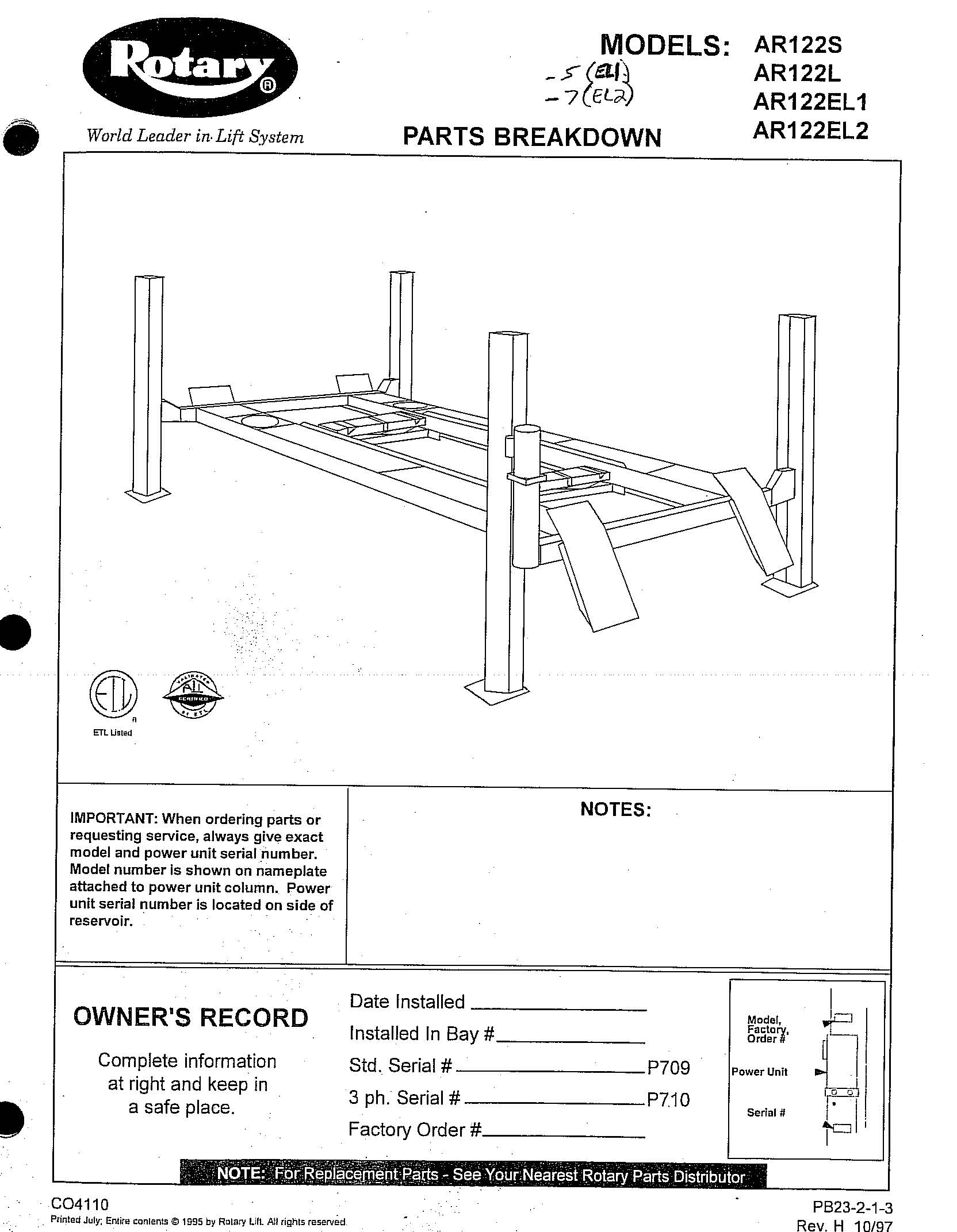 Rotary AR122 Parts